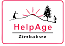 HelpAge Zimbabwe logo showing an old woman and an old man walking up the hill to meet at sunset rise